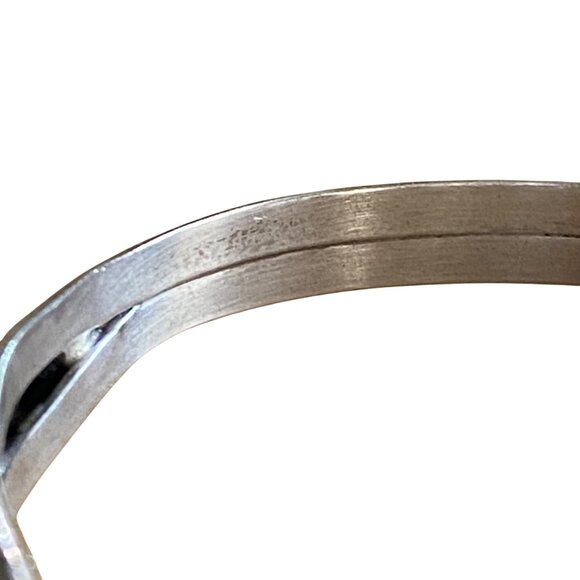 Native American Sterling Silver & Moonstone Cuff Bracelet With Swirl Design - Picture 12 of 14